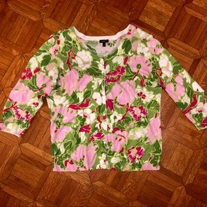 Talbots sz Large Floral pink/green/white